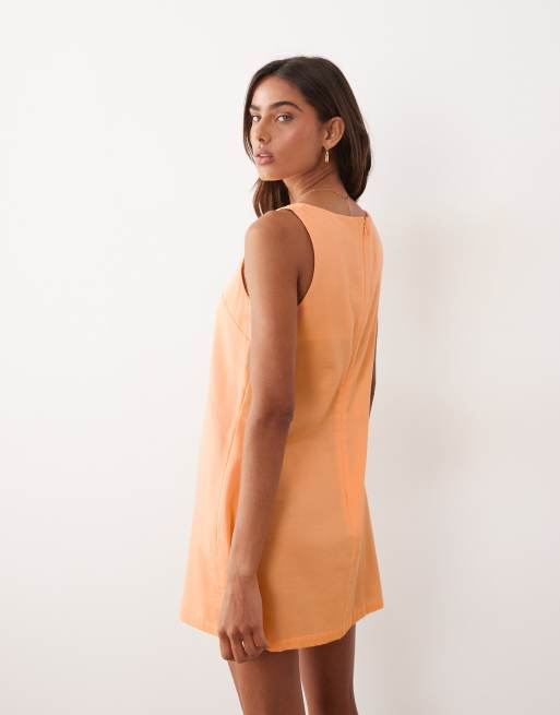 ASOS DESIGN - Prendisole corto arancione corallo con apertura a goccia e scollo a barchetta , 4 di 4
