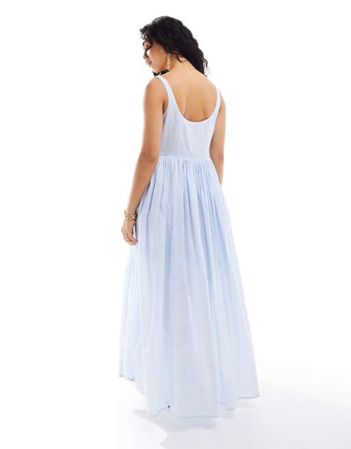 ASOS DESIGN - Prendisole midi in voile azzurro cielo stile picnic, 4 di 4