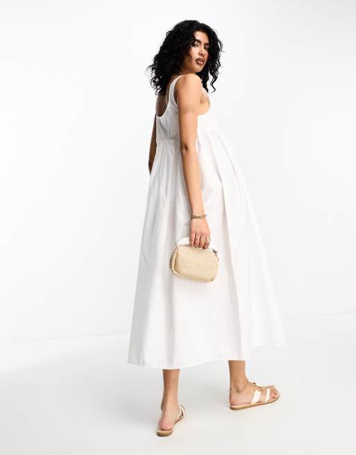 ASOS DESIGN - Prendisole midi stile grembiule bianco con scollo squadrato, 2 di 4