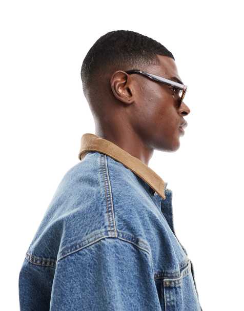 ASOS DESIGN preppy oval in tort with burgundy lens - view 2