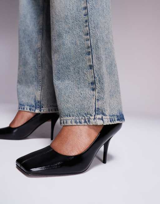 ASOS DESIGN Presley square toe high heeled pumps in black ASOS