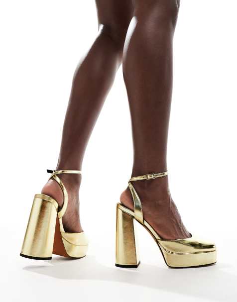 ASOS DESIGN - Pressure - Chaussures à talon haut et semelle plateforme - Doré - view 1