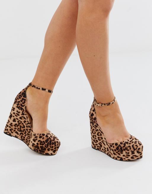 ASOS DESIGN Pressure high wedges in leopard