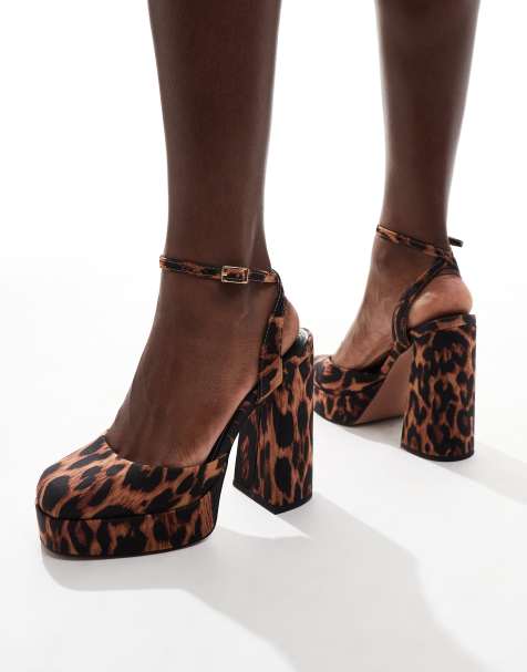 ASOS DESIGN – Pressure – Leopardmönstrade högklackade skor med platå - view 1