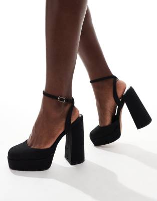 ASOS DESIGN - Pressure - Plateau-Schuhe in Schwarz mit hohem Absatz