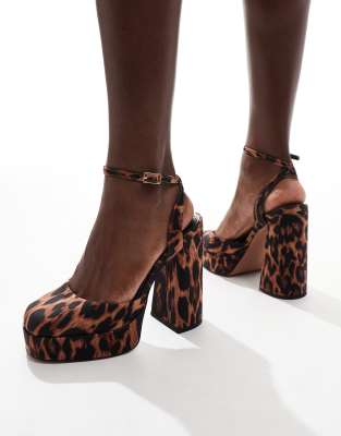 ASOS DESIGN ASOS DESIGN Pressure platform high heeled shoes in leopard-Multi