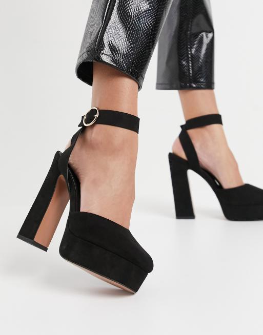 ASOS DESIGN Presta – Czarne buty na obcasach i platformach