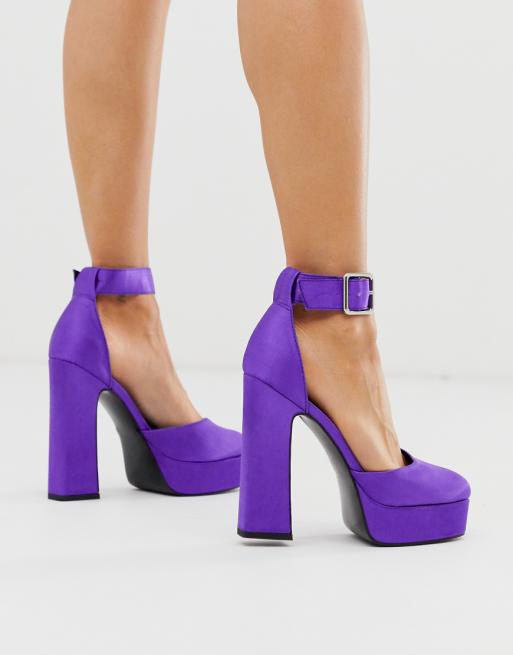 ASOS DESIGN Presta platform high heels in purple satin | ASOS