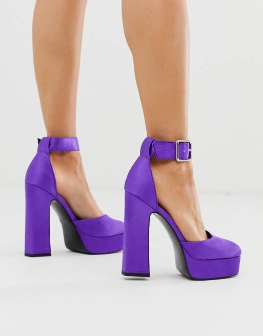 ASOS DESIGN Presta platform high heels in purple satin