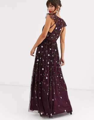 sequin mesh maxi dress