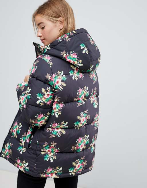 ASOS DESIGN pretty floral padded jacket