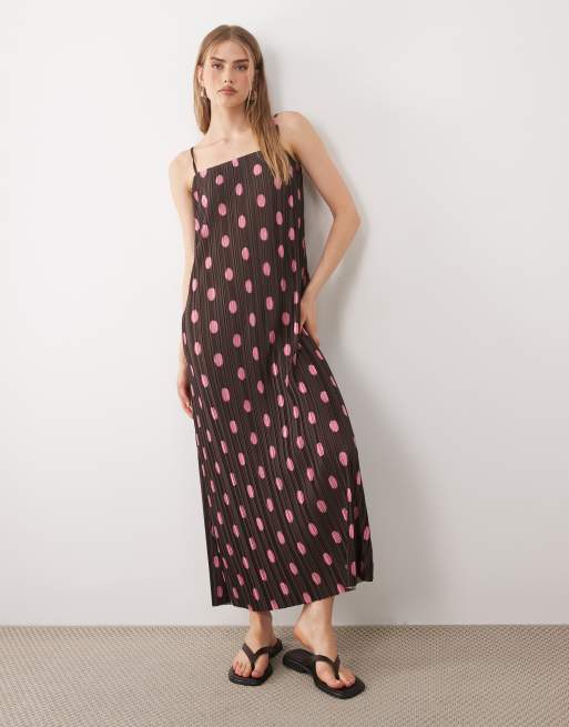 ASOS DESIGN – Prickig, ärmlös, plisserad midiklänning med fyrkantig halsringning, 2 av 4