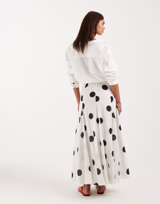 ASOS DESIGN – Prickig, klockad maxikjol i bomull, 2 av 5