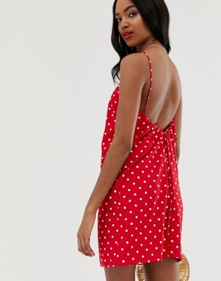 ASOS DESIGN – Prickig kort solklänning med djupt skuren rygg-Flerfärgad