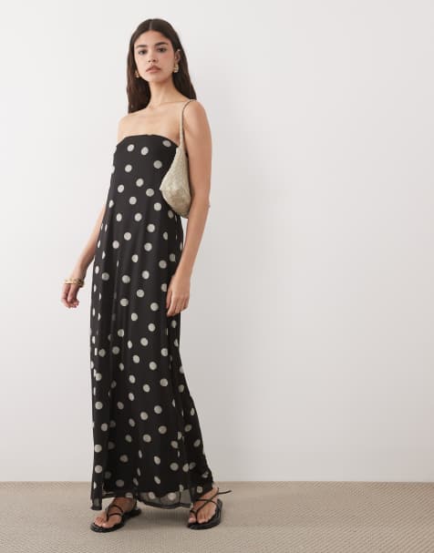 ASOS DESIGN – Prickig maxiklänning i mesh med två lager och bandeau-ringning - view 1