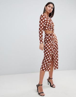 asos brown polka dot dress