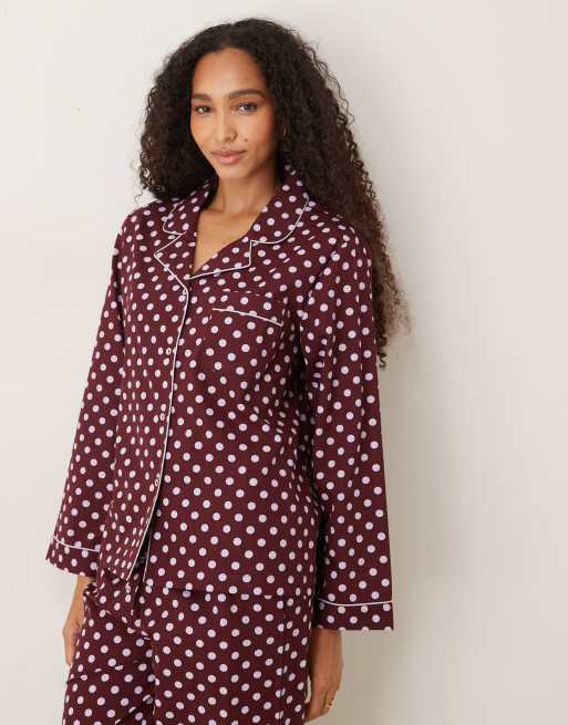 ASOS DESIGN – Prickig pyjamas med sammetskanter, 4 av 4
