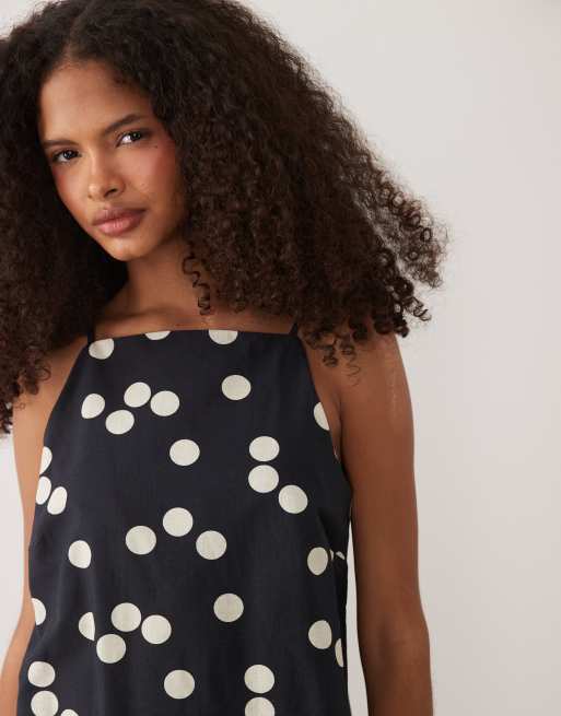 ASOS DESIGN – Prickig shiftklänning i minilängd och linnetyg, 3 av 4