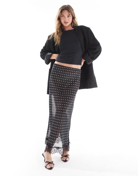 ASOS DESIGN – Prickig, skir maxikjol i chiffong - view 1