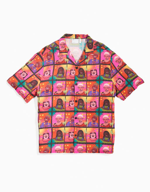 ASOS DESIGN - PRIDE - Chemise d'ensemble unisexe décontractée à manches courtes et col cranté avec imprimé