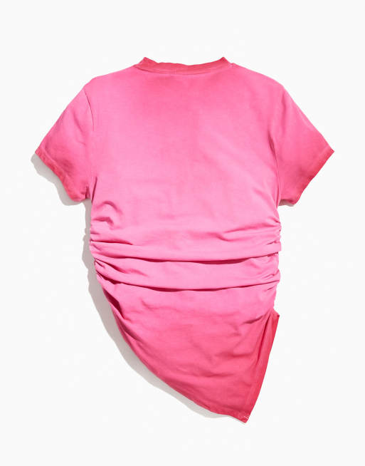 ASOS DESIGN PRIDE genderless baby tee in pink with asymmetric hem and chest print