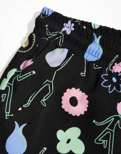 ASOS DESIGN PRIDE genderless co-ord slim short in black with print, 5 of 5