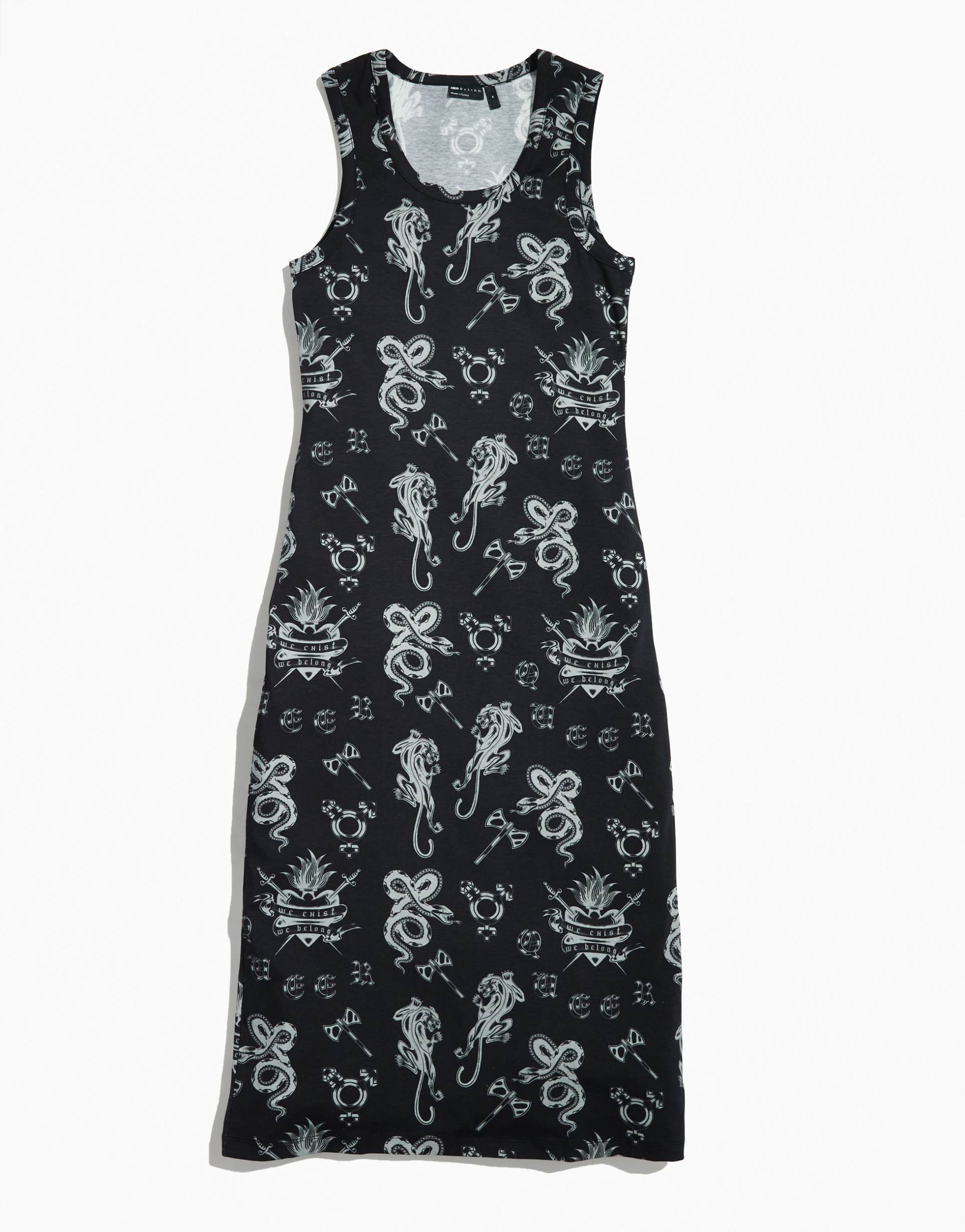 asos design pride genderless maxi dress in black with print