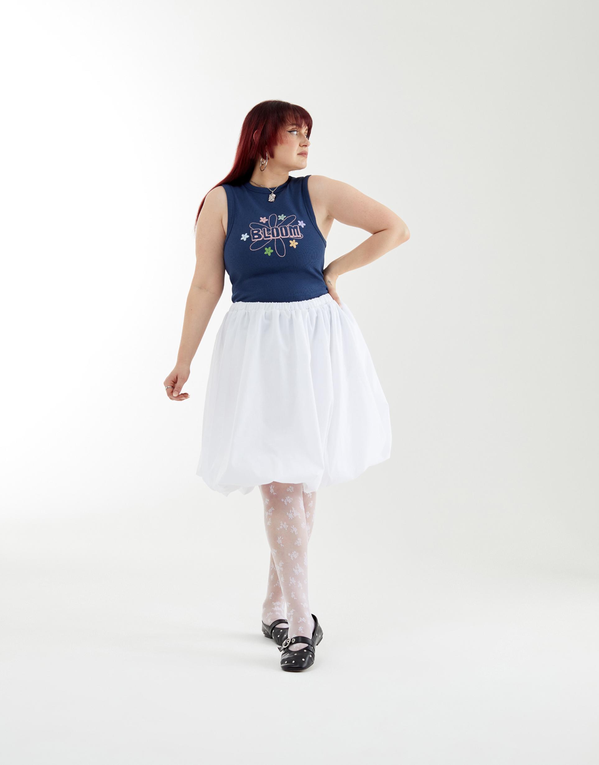 asos design pride genderless ribbed tank top in blue with front embroidery