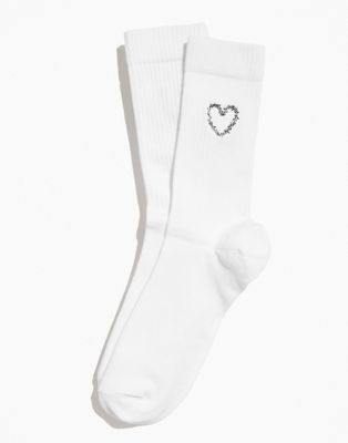Asos Design Pride Genderless Socks In White Dye With Heart Embroidery-multi