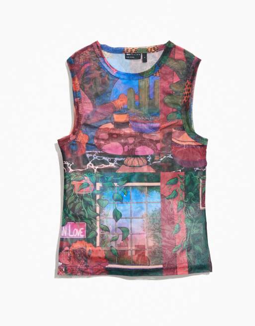 ASOS DESIGN PRIDE genderless tank top in printed mesh, 2 of 5