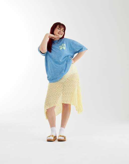 ASOS DESIGN - PRIDE - Genderloos oversized T-shirt met print op de achterkant in blauw met wassing