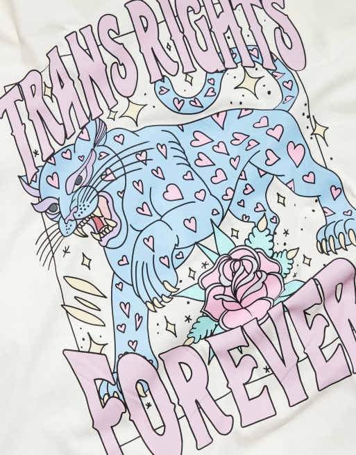 ASOS DESIGN - PRIDE - Genderloos oversized T-shirt met print op de achterkant in wit, 3 van 5