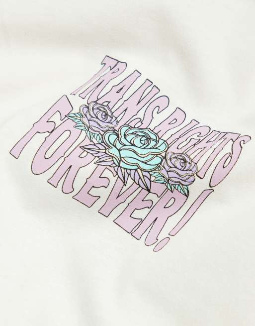 ASOS DESIGN - PRIDE - Genderloos oversized T-shirt met print op de achterkant in wit, 4 van 5