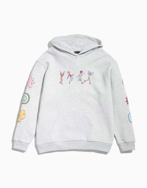 ASOS DESIGN - Pride - Genderneutrale oversized hoodie met print in gemêleerd grijs