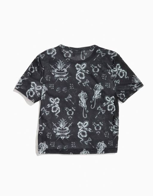 ASOS DESIGN - PRIDE - Kønsneutral baby-t-shirt med print i sort mesh, 3 af 5