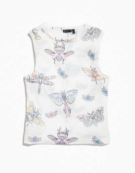 ASOS DESIGN - PRIDE - Kønsneutral croptop med print i hvidt mesh - view 1