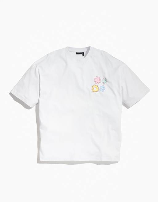 ASOS DESIGN - PRIDE - Kønsneutral og oversized T-shirt med print på ryggen i hvid, 3 af 5