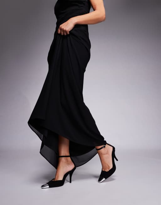 ASOS DESIGN Pride toe cap high heel shoes in black suedette