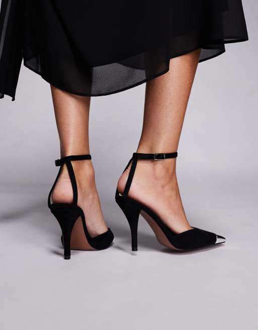 ASOS DESIGN Pride toe cap high heel shoes in black suedette