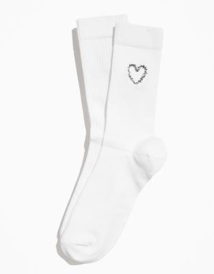 ASOS DESIGN - PRIDE - Unisex-Socken in weißer Färbung mit Herz-Stickerei-Bunt