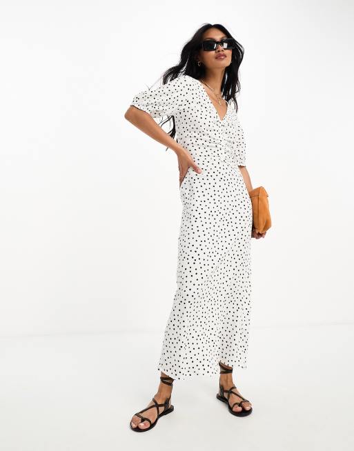 ASOS DESIGN - Prikket tea-midikjole med rynker foran 
