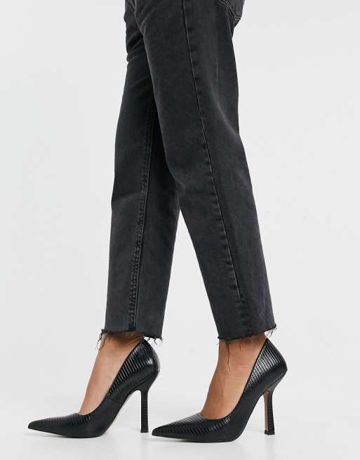 ASOS DESIGN - Primary - Décolleté con retro squadrato nero lucertola