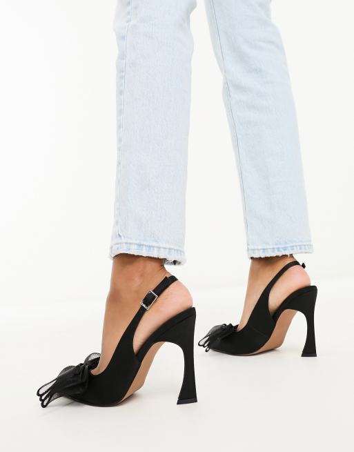 ASOS DESIGN Princess bow slingback high shoes in black | ASOS