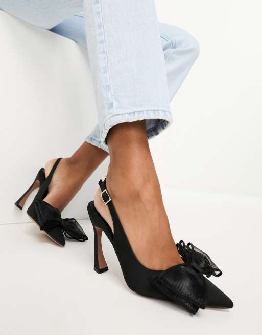 ASOS DESIGN Princess bow slingback high shoes in black | ASOS