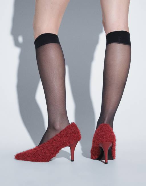 ASOS DESIGN prinsesse-pumps med høj hæl i rød tekstur, 4 af 5