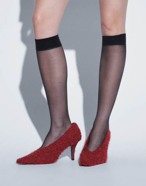 ASOS DESIGN prinsesse-pumps med høj hæl i rød tekstur, 5 af 5