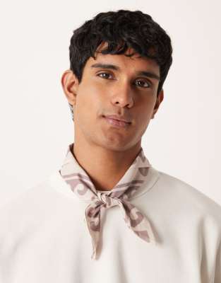 Asos Design Printed Abstract Design Cotton Bandana In Gray