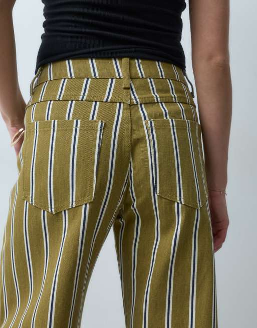 ASOS DESIGN printed barrel leg pant in neutral stripe, 5 of 5