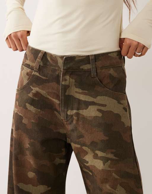 ASOS DESIGN printed barrel leg trouser in camo, 5 of 5