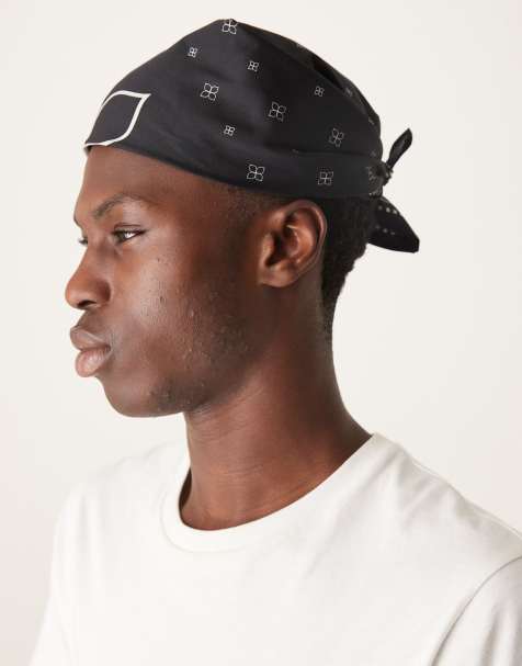 ASOS DESIGN printed cotton bandana in black - view 2